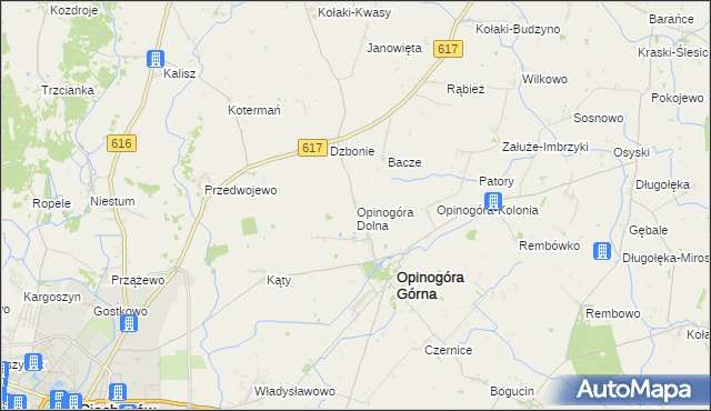 mapa Opinogóra Dolna, Opinogóra Dolna na mapie Targeo