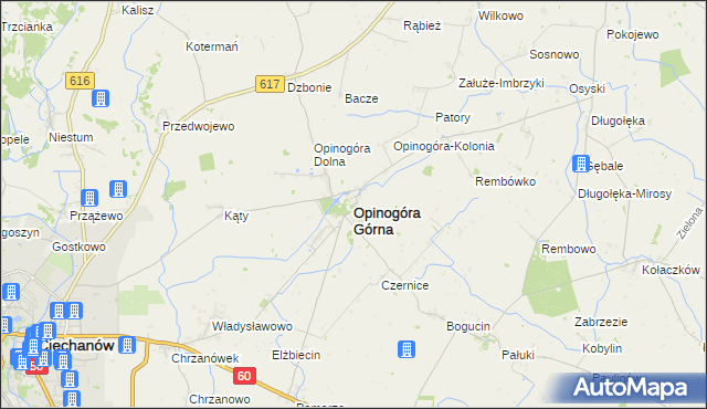mapa Opinogóra Górna, Opinogóra Górna na mapie Targeo