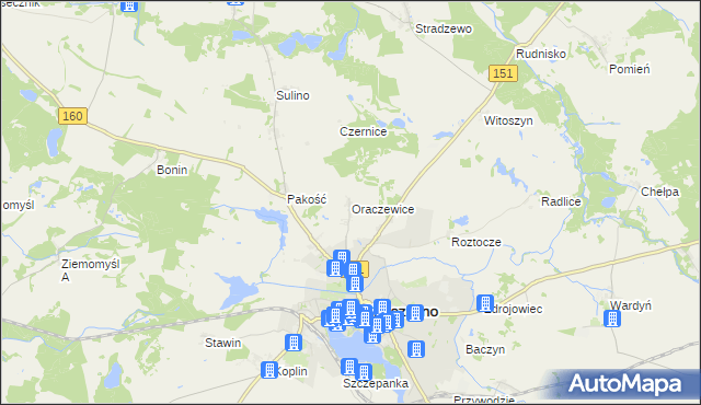 mapa Oraczewice, Oraczewice na mapie Targeo