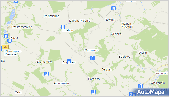 mapa Orchowiec, Orchowiec na mapie Targeo