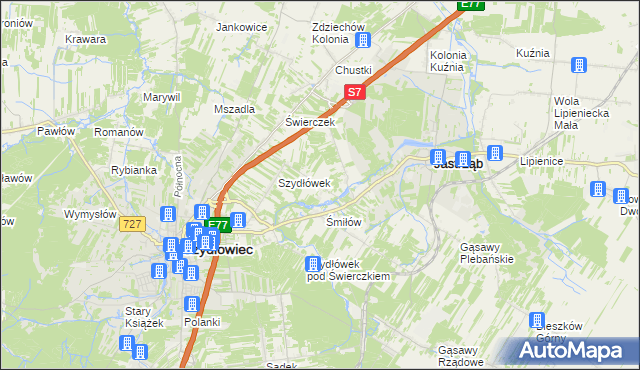 mapa Orłów gmina Jastrząb, Orłów gmina Jastrząb na mapie Targeo