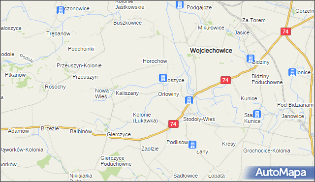 mapa Orłowiny, Orłowiny na mapie Targeo