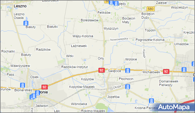 mapa Orły gmina Ożarów Mazowiecki, Orły gmina Ożarów Mazowiecki na mapie Targeo