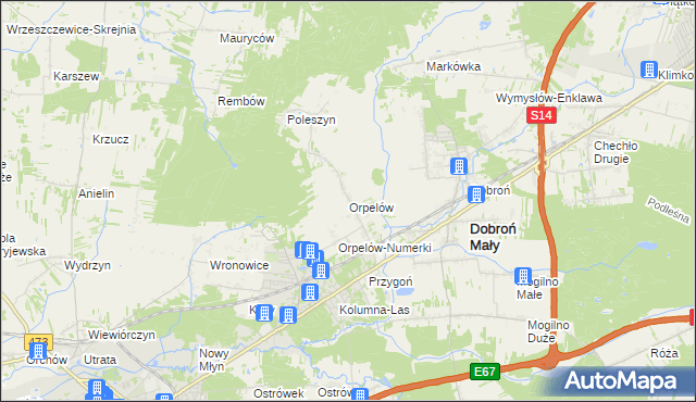 mapa Orpelów, Orpelów na mapie Targeo