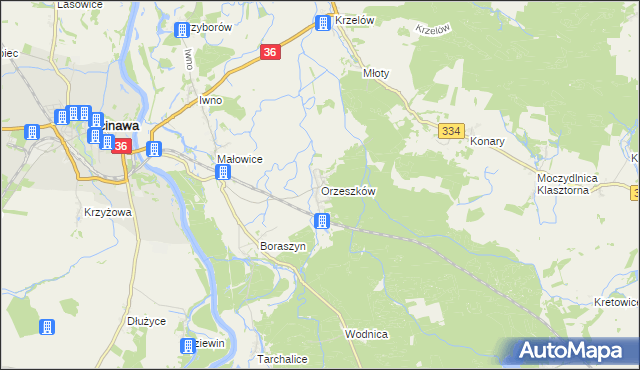 mapa Orzeszków gmina Wińsko, Orzeszków gmina Wińsko na mapie Targeo