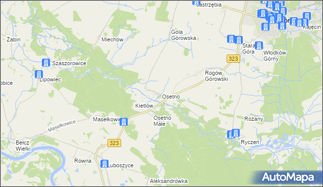 mapa Osetno gmina Góra, Osetno gmina Góra na mapie Targeo