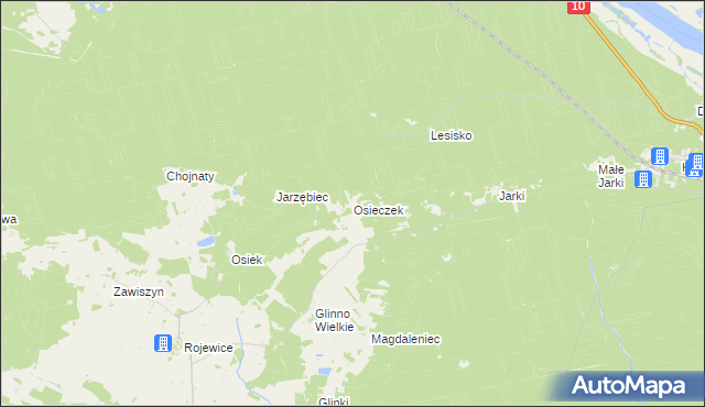 mapa Osieczek gmina Rojewo, Osieczek gmina Rojewo na mapie Targeo