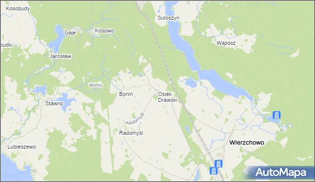 mapa Osiek Drawski, Osiek Drawski na mapie Targeo
