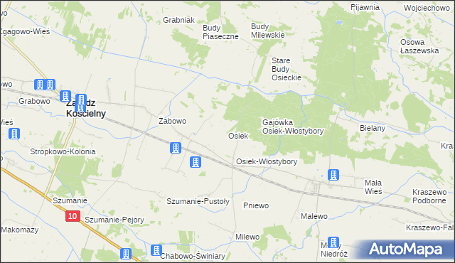 mapa Osiek gmina Zawidz, Osiek gmina Zawidz na mapie Targeo