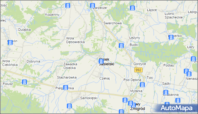 mapa Osiek Jasielski, Osiek Jasielski na mapie Targeo