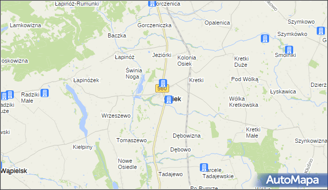 mapa Osiek powiat brodnicki, Osiek powiat brodnicki na mapie Targeo
