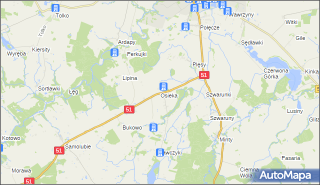 mapa Osieka, Osieka na mapie Targeo