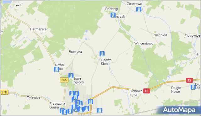 mapa Osowa Sień, Osowa Sień na mapie Targeo