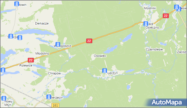 mapa Osowiec gmina Dobiegniew, Osowiec gmina Dobiegniew na mapie Targeo
