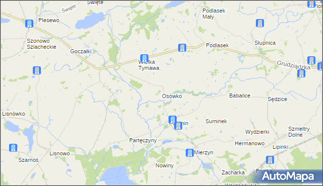 mapa Osówko gmina Biskupiec, Osówko gmina Biskupiec na mapie Targeo