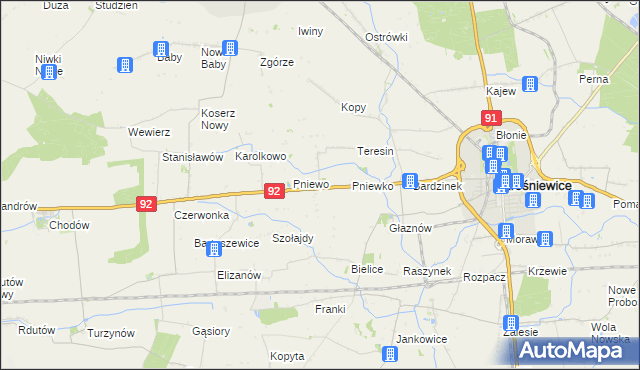 mapa Ostałów gmina Krośniewice, Ostałów gmina Krośniewice na mapie Targeo