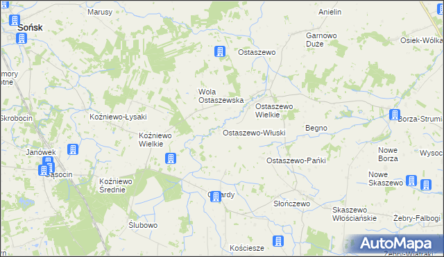 mapa Ostaszewo-Włuski, Ostaszewo-Włuski na mapie Targeo