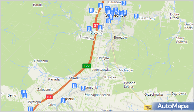 mapa Ostojów, Ostojów na mapie Targeo