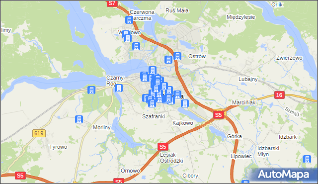 mapa Ostróda, Ostróda na mapie Targeo