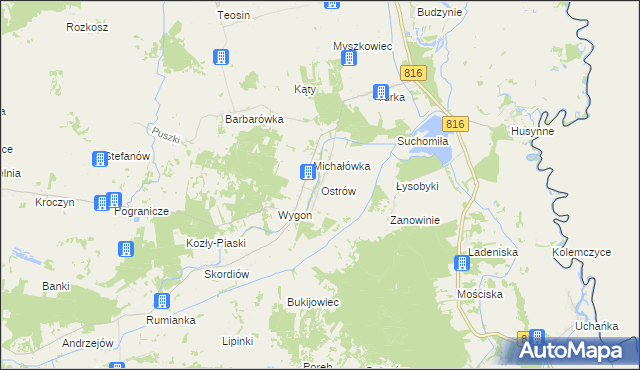 mapa Ostrów gmina Dorohusk, Ostrów gmina Dorohusk na mapie Targeo