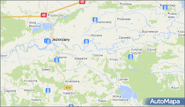 mapa Ostrów gmina Michów, Ostrów gmina Michów na mapie Targeo