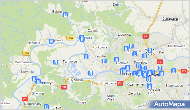 mapa Ostrów gmina Przemyśl, Ostrów gmina Przemyśl na mapie Targeo
