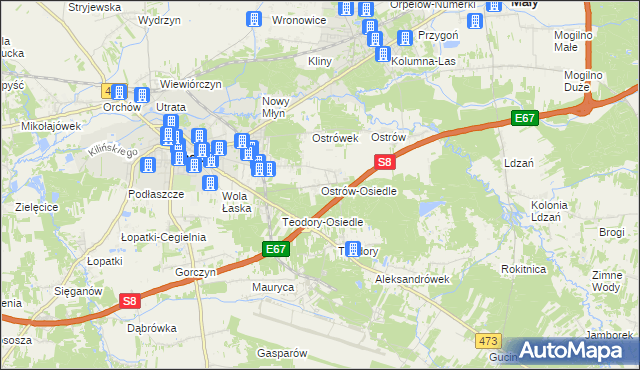 mapa Ostrów-Osiedle, Ostrów-Osiedle na mapie Targeo