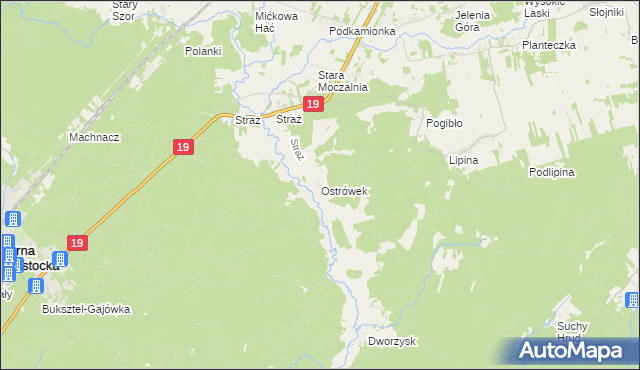 mapa Ostrówek gmina Sokółka, Ostrówek gmina Sokółka na mapie Targeo