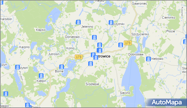 mapa Ostrowice powiat drawski, Ostrowice powiat drawski na mapie Targeo