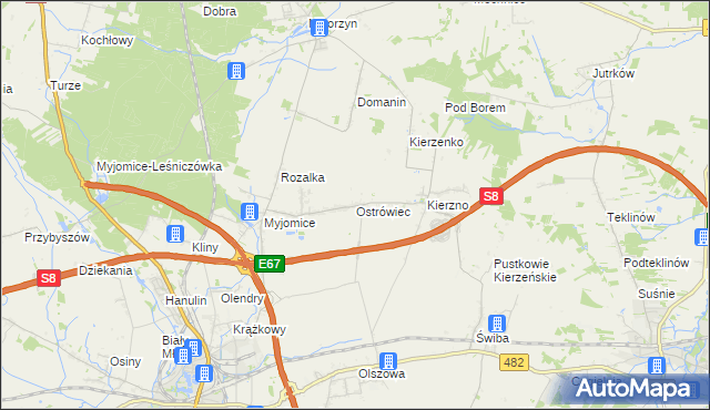 mapa Ostrówiec gmina Kępno, Ostrówiec gmina Kępno na mapie Targeo