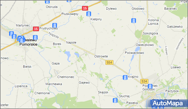 mapa Ostrowite gmina Golub-Dobrzyń, Ostrowite gmina Golub-Dobrzyń na mapie Targeo