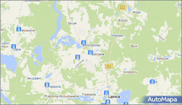 mapa Ostrowite gmina Lipnica, Ostrowite gmina Lipnica na mapie Targeo