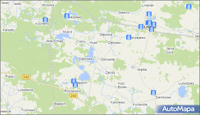 mapa Ostrowite gmina Lniano, Ostrowite gmina Lniano na mapie Targeo