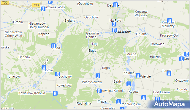 mapa Ostrówka gmina Kazanów, Ostrówka gmina Kazanów na mapie Targeo