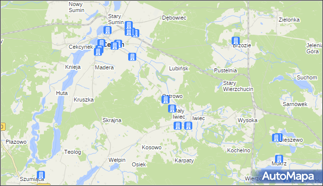 mapa Ostrowo gmina Cekcyn, Ostrowo gmina Cekcyn na mapie Targeo