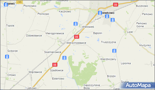 mapa Ostrowo gmina Gniewkowo, Ostrowo gmina Gniewkowo na mapie Targeo