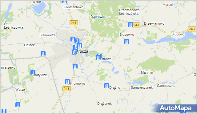 mapa Ostrowo gmina Mrocza, Ostrowo gmina Mrocza na mapie Targeo