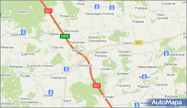 mapa Ostrożeń Drugi, Ostrożeń Drugi na mapie Targeo