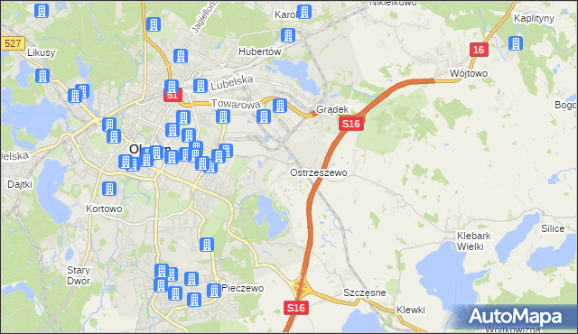 mapa Ostrzeszewo, Ostrzeszewo na mapie Targeo