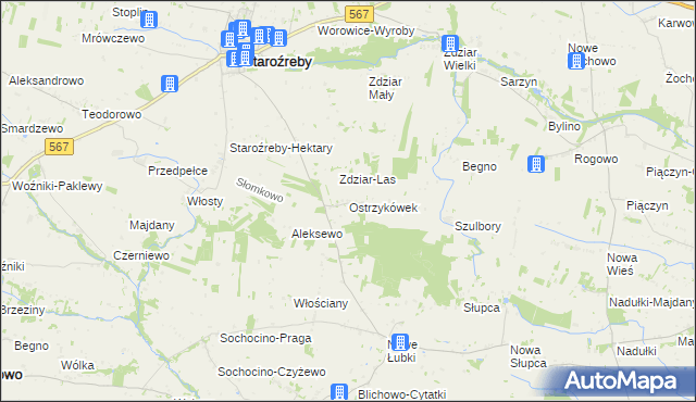mapa Ostrzykówek, Ostrzykówek na mapie Targeo