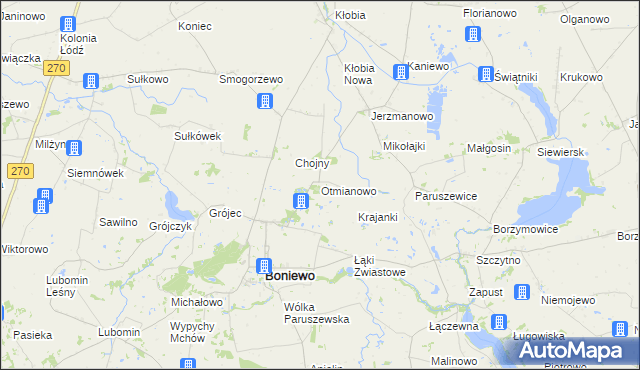 mapa Otmianowo, Otmianowo na mapie Targeo