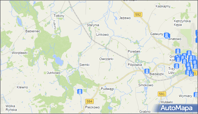 mapa Owczarki gmina Kętrzyn, Owczarki gmina Kętrzyn na mapie Targeo