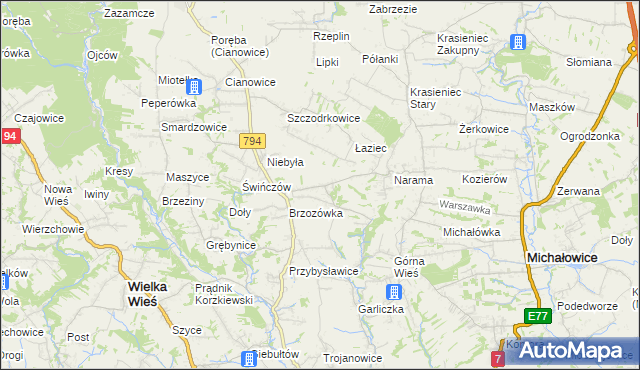 mapa Owczary gmina Zielonki, Owczary gmina Zielonki na mapie Targeo