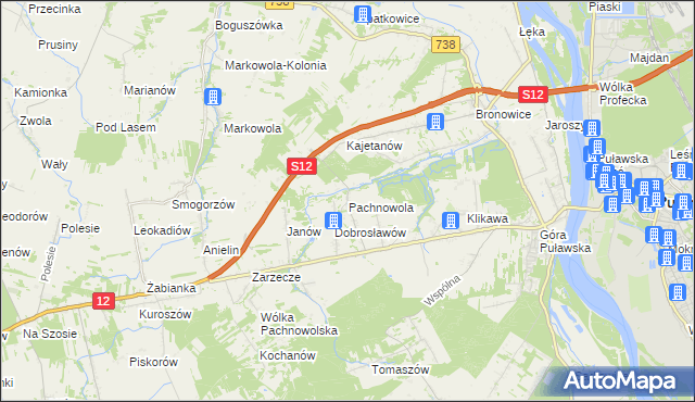 mapa Pachnowola, Pachnowola na mapie Targeo