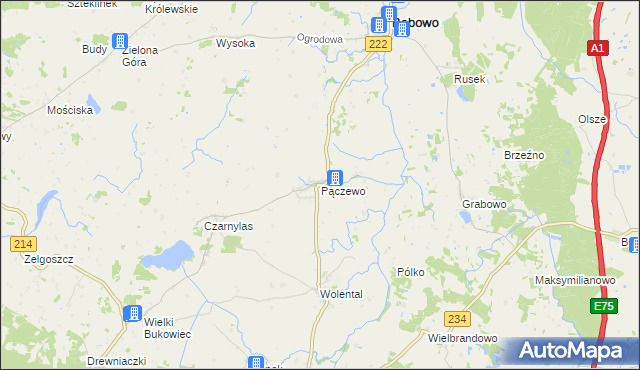 mapa Pączewo, Pączewo na mapie Targeo