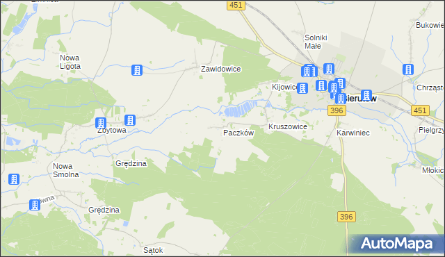 mapa Paczków gmina Bierutów, Paczków gmina Bierutów na mapie Targeo