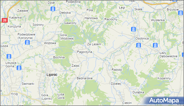 mapa Pagórek gmina Dębowiec, Pagórek gmina Dębowiec na mapie Targeo