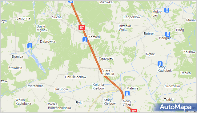 mapa Pągowiec gmina Stara Błotnica, Pągowiec gmina Stara Błotnica na mapie Targeo