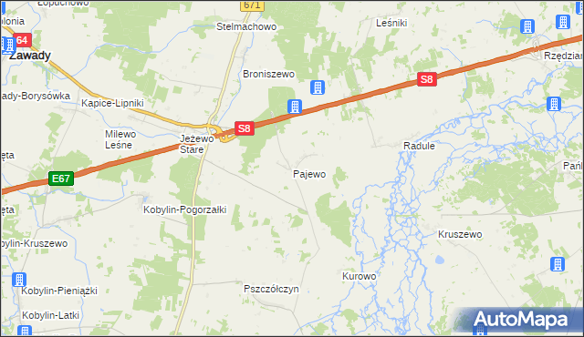 mapa Pajewo, Pajewo na mapie Targeo