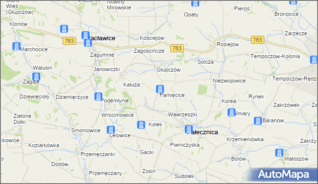 mapa Pamięcice, Pamięcice na mapie Targeo